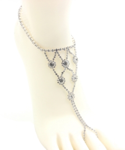 Rhinestone Net Style Toering Anklet AN300047 SILVER